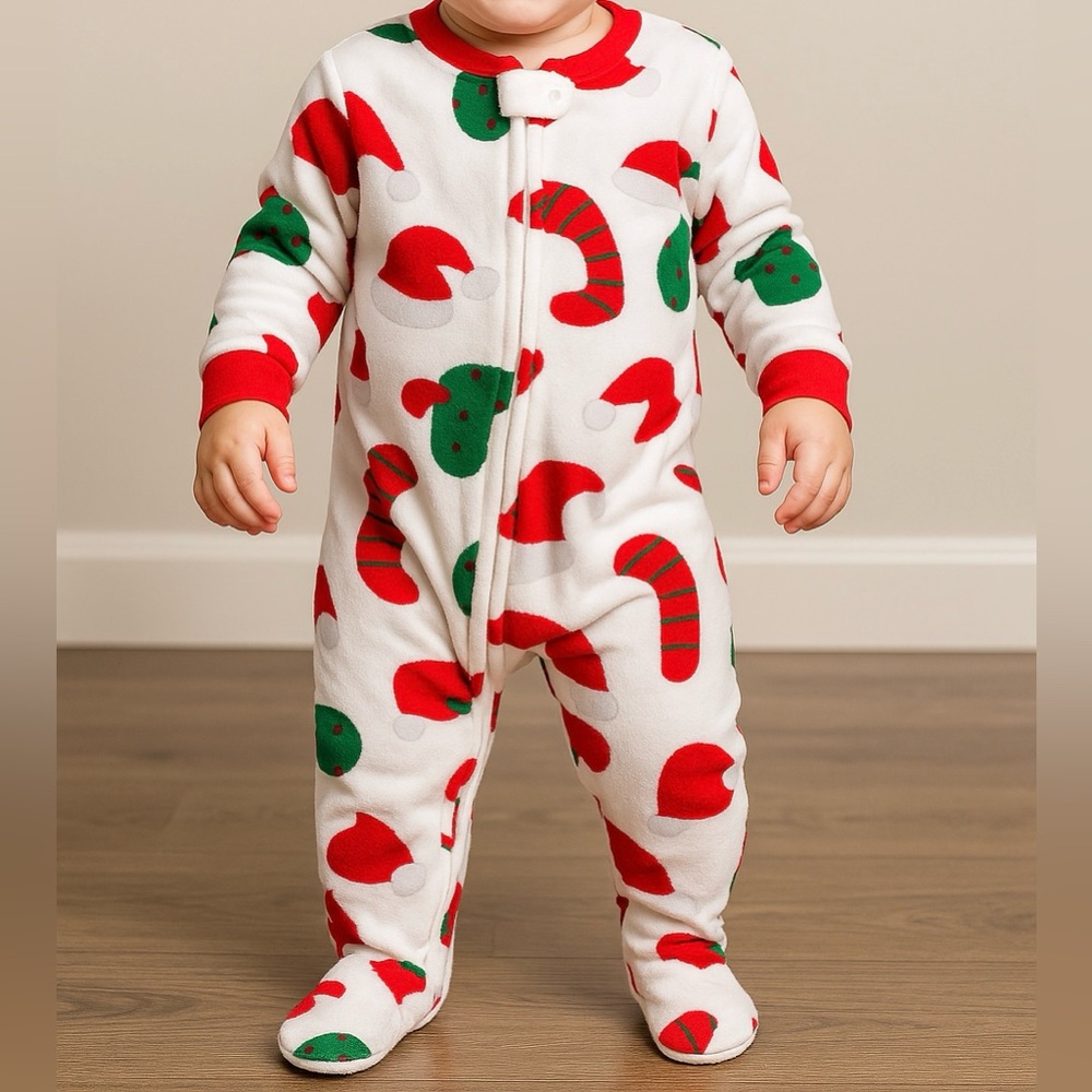 Carter's Baby Christmas Fleece Footed Pajamas Red Size 18 Months